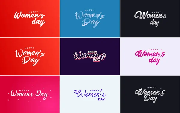 International Women Day Vector Hand Written Typography Background Gradient Color — Vetor de Stock