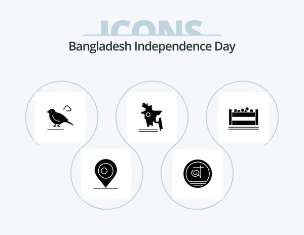 Bangladesh Independence Day Glyph Icon Pack Icon Design Bangla Food — Stock Vector