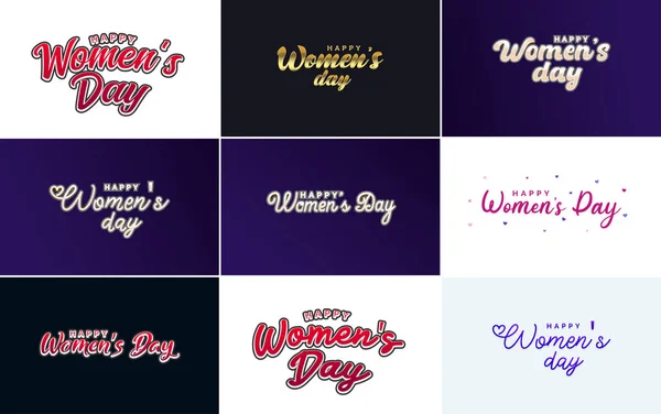 Happy Women Day Design Realistic Illustration Bouquet Flowers Banner Reading — Stockový vektor