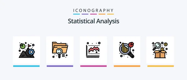 Statistical Analysis Line Filled Icon Pack Including Target Board Goal — Stockvector