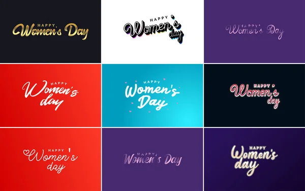 Happy Women Day Greeting Card Template Hand Lettering Text Design — Διανυσματικό Αρχείο