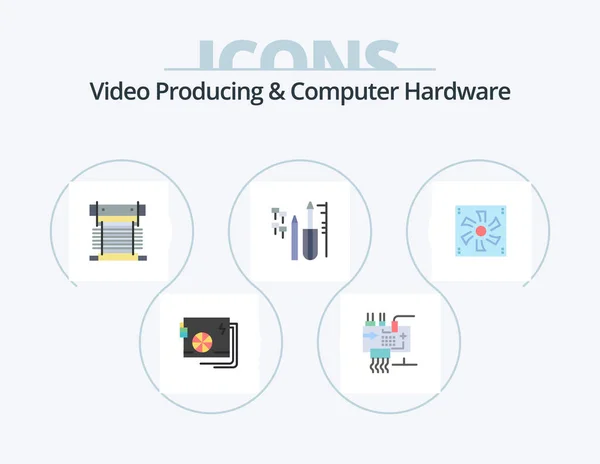 Video Producing Computer Hardware Flat Icon Pack Icon Design Engineering — Vetor de Stock