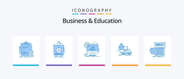 Business Education Blue Icon Pack Including Shipping Delivery Warranty Setting — Archivo Imágenes Vectoriales