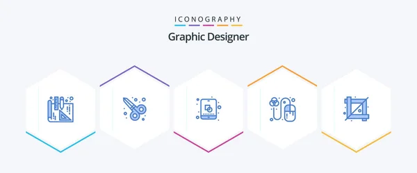 Graphic Designer Blue Icon Pack Including Designing Tool Creative Crop — Image vectorielle