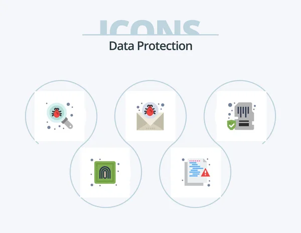Data Protection Flat Icon Pack Icon Design Message Email Security — Stok Vektör