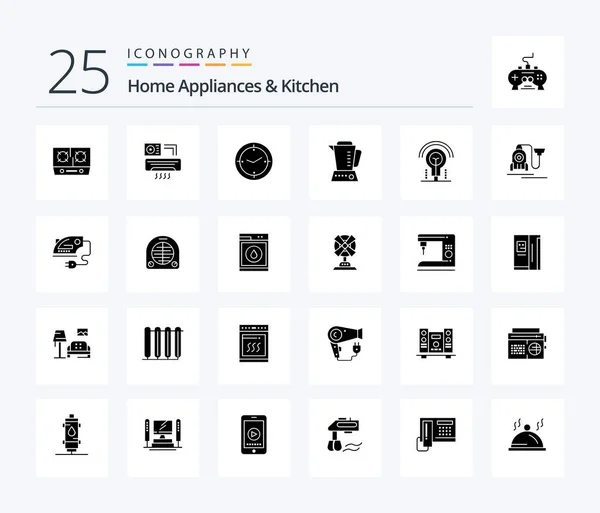 Home Appliances Kitchen Solid Glyph Icon Pack Including Kitchen Machine — Stock vektor