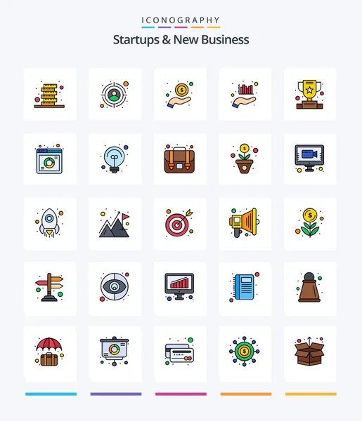 Creative Startups New Business Line Filled Icon Pack Winner Achievement — Stockový vektor