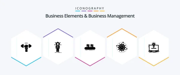 Business Elements Business Managment Glyph Icon Pack Including Processing Efficiency — Vector de stock