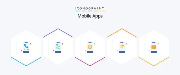 Mobile Apps Flat Icon Pack Including Online App App Interaction — Vector de stock