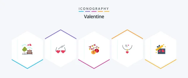 Valentine Flat Icon Pack Including Decoration Day Love Valentines Wedding — Wektor stockowy