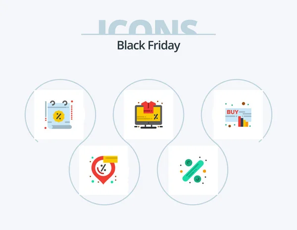 Black Friday Flat Icon Pack Icon Design Buy Percentage Calendar — Stockvector
