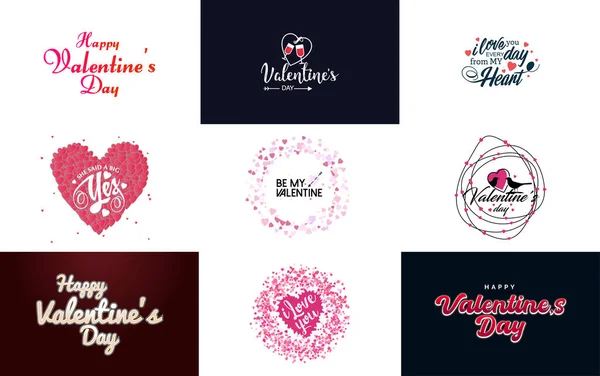 Happy Valentine Day Greeting Card Template Romantic Theme Red Color — Image vectorielle