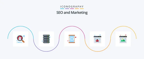 Seo Flat Icon Pack Including Seo Time Photo Web — Image vectorielle