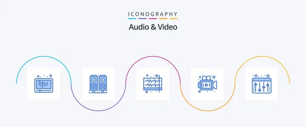 Audio Video Blue Icon Pack Including Audio Video Audio Media — Stockvector