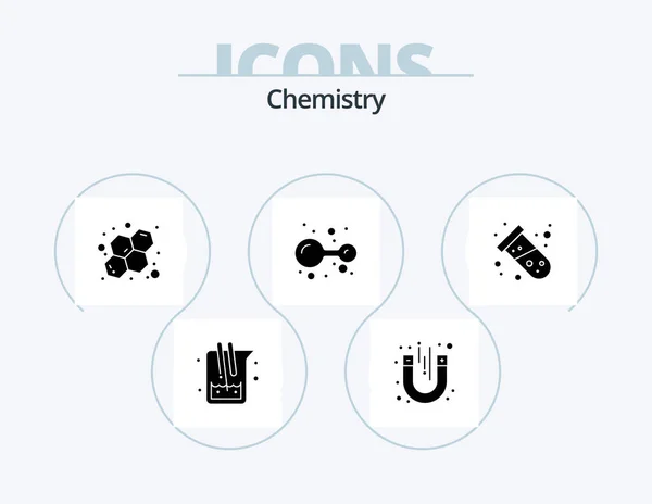 Chemistry Glyph Icon Pack Icon Design Test Lab Magnetic Molecule — Vector de stock