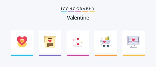 Valentine Flat Icon Pack Including Hourglass Love File Day Valentine — Stock vektor