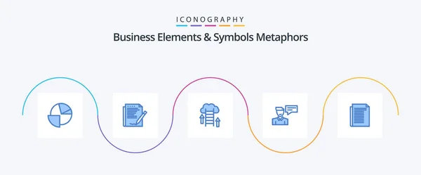 Business Elements Symbols Metaphors Blue Icon Pack Including Man Message — Stock Vector