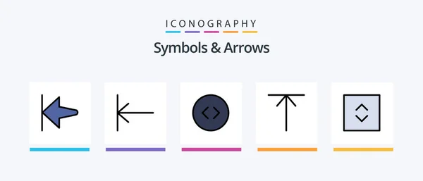 Symbols Arrows Line Filled Icon Pack Including Arrow Home Creative — Archivo Imágenes Vectoriales