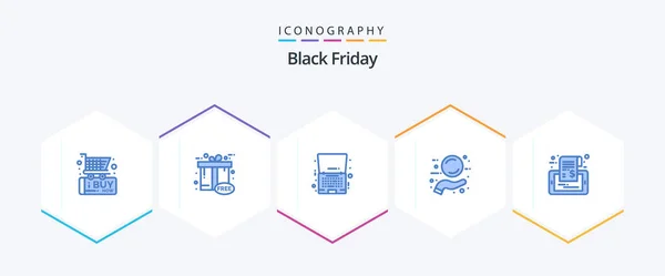 Black Friday Blue Icon Pack Including Label Sale Friday Offer — Archivo Imágenes Vectoriales