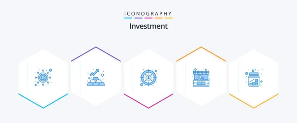 Investment Blue Icon Pack Including Jar Cash Dollar Money Ecommerce — Vector de stock