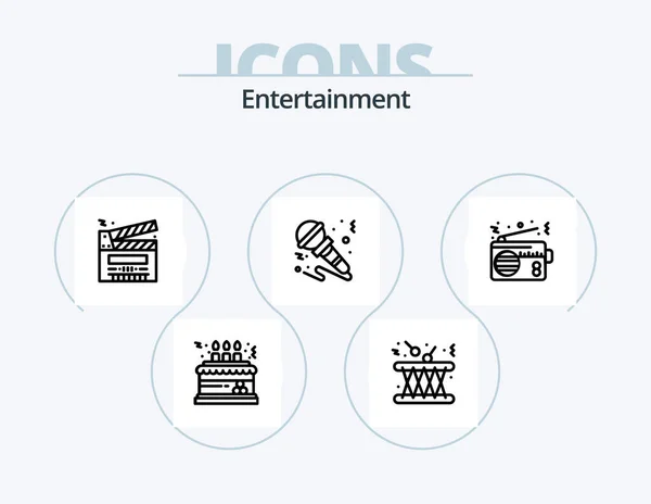 Entertainment Line Icon Pack Icon Design Celebration Confetti Favorite Screen — Archivo Imágenes Vectoriales