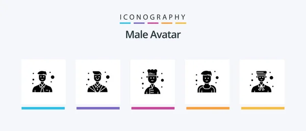 Male Avatar Glyph Icon Pack Including Professional Boy Chef Bell — Archivo Imágenes Vectoriales