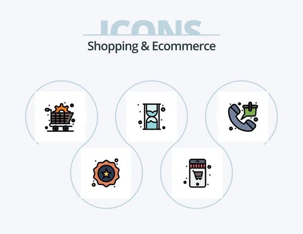 Shopping Ecommerce Line Filled Icon Pack Icon Design Hour Phone — Vetor de Stock