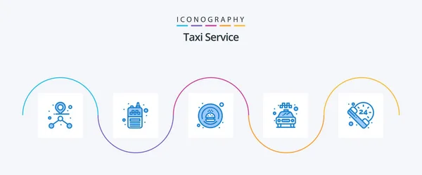 Taxi Service Blue Icon Pack Including Survice Hours Food Service — Stockvektor