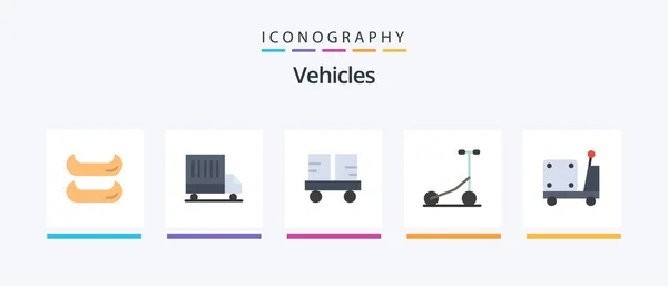 Vehicles Flat Icon Pack Including Pump Forklift Truck Logistic Transport — Vettoriale Stock