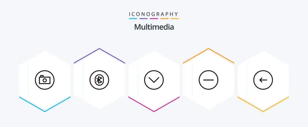 Multimedia Line Icon Pack Including Back Media Player Wireless Media — Image vectorielle