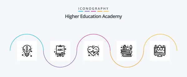 Academy Line Icon Pack Including Computer Science Analytics Heart Rate — Stok Vektör