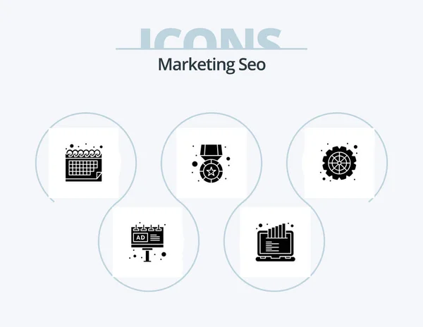 Marketing Seo Glyph Icon Pack Icon Design Options Prize Graph — Stockvektor
