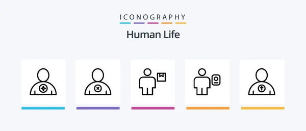 Human Line Icon Pack Including Human Body Description Avatar New — Stockvector