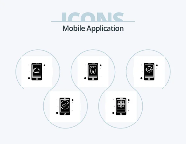 Mobile Application Glyph Icon Pack Icon Design Goal Phone Smartphone — Vector de stock