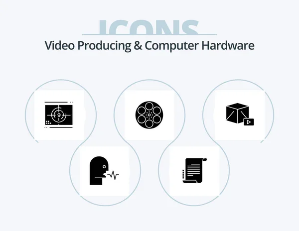 Video Project Hardware Glyh Icon Pack Icon Design Танк Кино — стоковый вектор