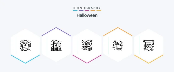 Halloween Line Icon Pack Including Halloween Rope Celebration Knot Gallows — Vetor de Stock