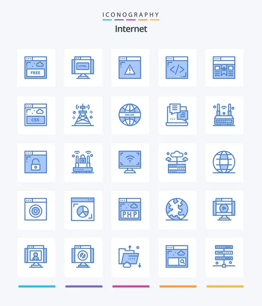 Creative Internet Blue Icon Pack Bookmark Internet Lines Coding — Archivo Imágenes Vectoriales