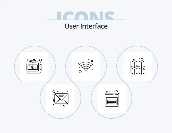User Interface Line Icon Pack Icon Design Portfolio Switch Timer — Stock Vector