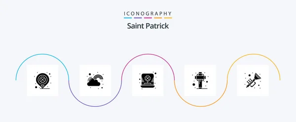 Saint Patrick Glyph Icon Pack Including Saint Ireland Lucky Cross — Stock Vector