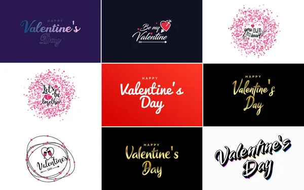 Happy Valentine Day Hand Drawn Lettering Vector Illustration Suitable Use — Stockový vektor