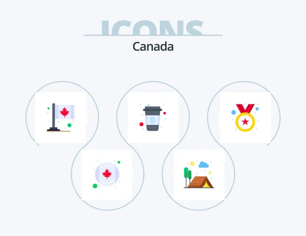 Canada Flat Icon Pack Icon Design Reward Badge Flag Winter — Stockový vektor