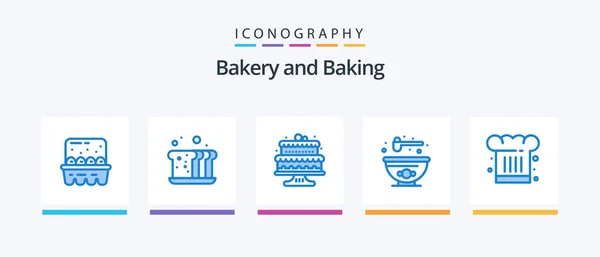 Baking Blue Icon Pack Including Cafe Bowl Meal Bowl Cakes — Vetor de Stock