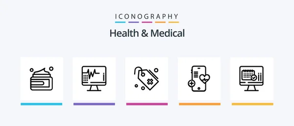 Health Medical Line Icon Pack Including Wheel Calender Medical Date — Vettoriale Stock