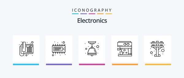 Electronics Line Icon Pack Including System Phone Home Synthesizer Creative — 图库矢量图片