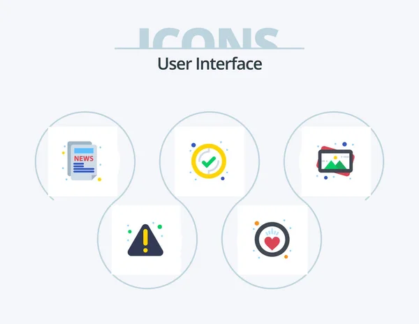 User Interface Flat Icon Pack Icon Design Photo News Painting — Διανυσματικό Αρχείο