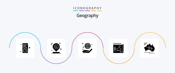 Geo Graphy Glyph Icon Pack Including Guide Map Location Donate — Stockvector