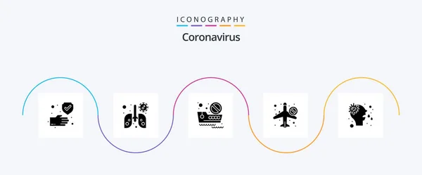Coronavirus Glyph Icon Pack Including Runny Allergy Cruise Allow Travel — Stock Vector