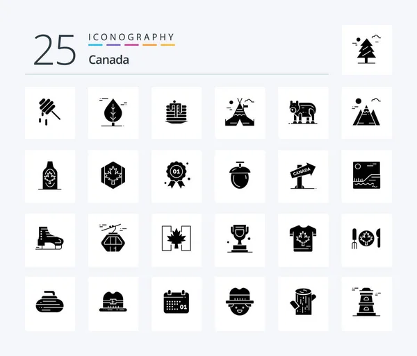 Canada Solid Glyph Icon Pack Including Landscape Polar Wedding Cake — Stockvector