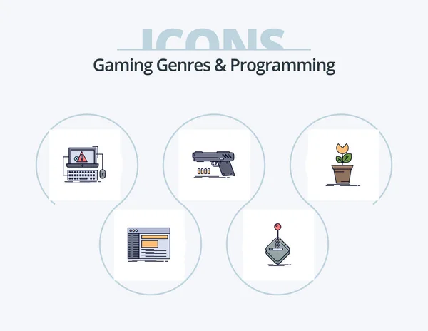 Gaming Genres Programming Line Filled Icon Pack Icon Design Coding — Stockvector