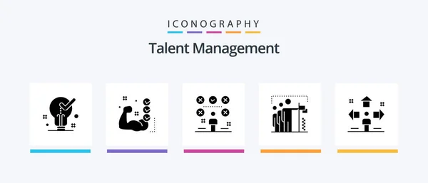 Talent Management Glyph Icon Pack Including Win Flag Routine Exams — Vetor de Stock